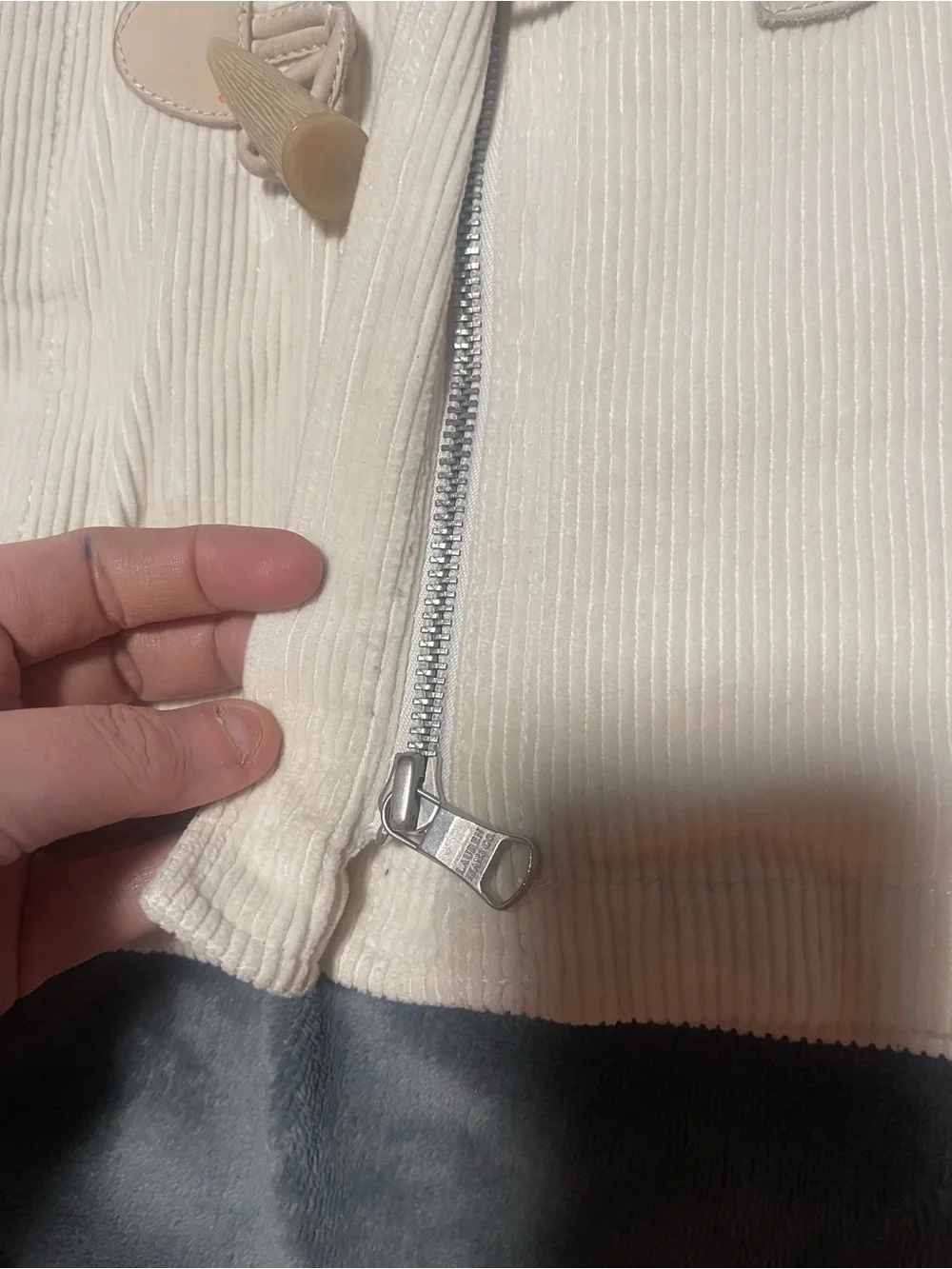 Lauren Jeans Co. Womens Corduroy Jacket Ivory w Toggle + Zip Front large - Picture 3 of 5